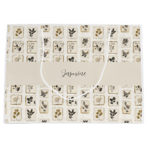 Grand Sac Cadeau Papier de soie personnalisé avec herbes botaniques