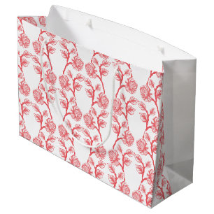 Grand Sac Cadeau Papier d'emballage rouge et rose avec une répétiti
