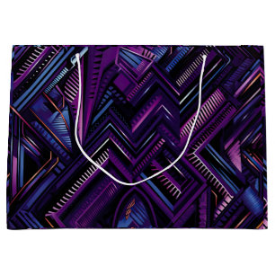 Grand Sac Cadeau Papier d'enrobage de fusion violet géométrique Afr