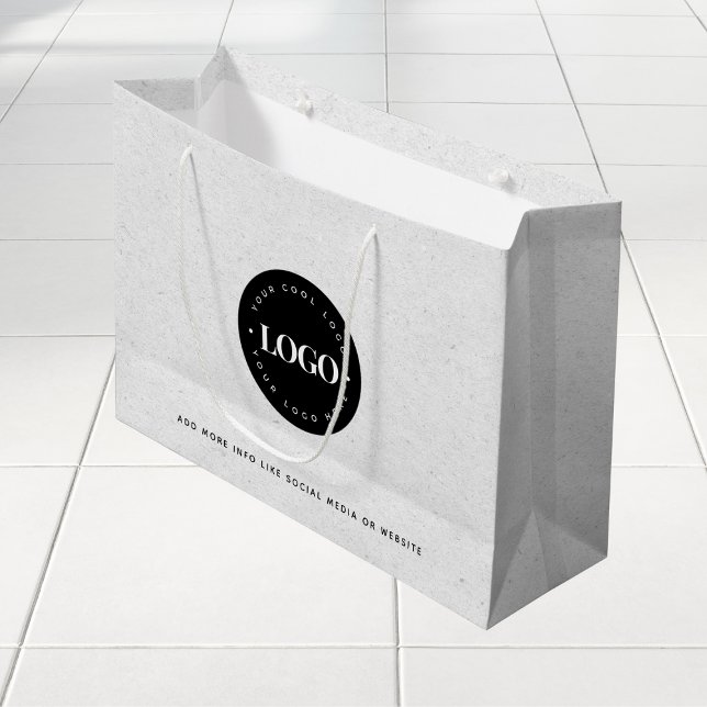 Grand Sac Cadeau Papier Kraft Gris Aspect Papier Kraft Rond Logo En (Créateur téléchargé)
