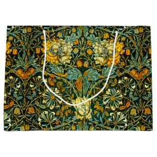Grand Sac Cadeau Papier peint floral Chèvrefeuille Or de William Mo