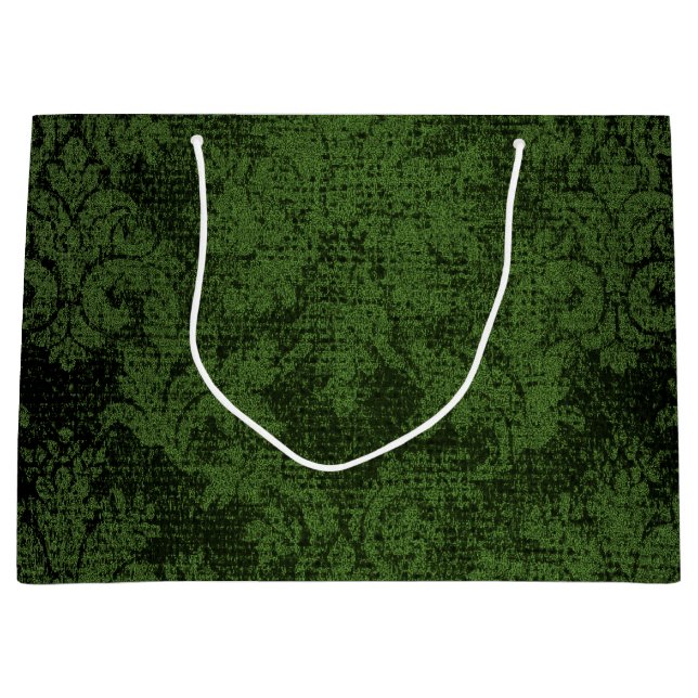 Grand Sac Cadeau Papier peint victorien vert de cru de damassé de (Devant)