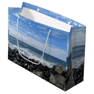 Grand Sac Cadeau Papier Tissu Photo de Paysage Naturel Hawaïen