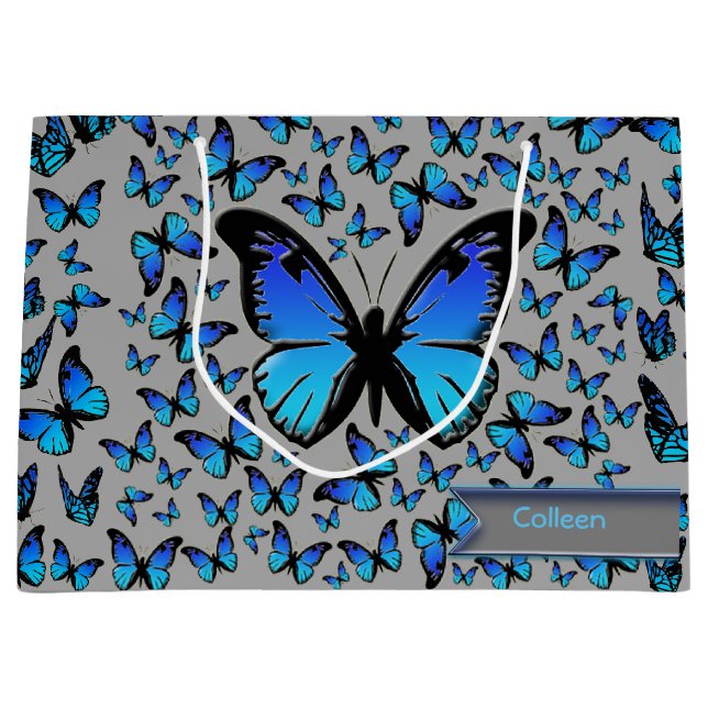 Grand Sac Cadeau papillon bleu (Devant)