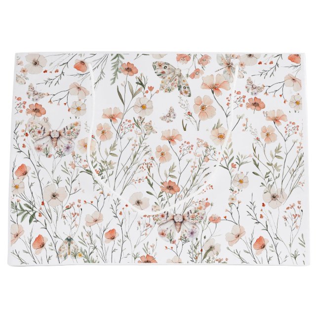 Grand Sac Cadeau Papillon floral Fleur sauvage Boho (Devant)