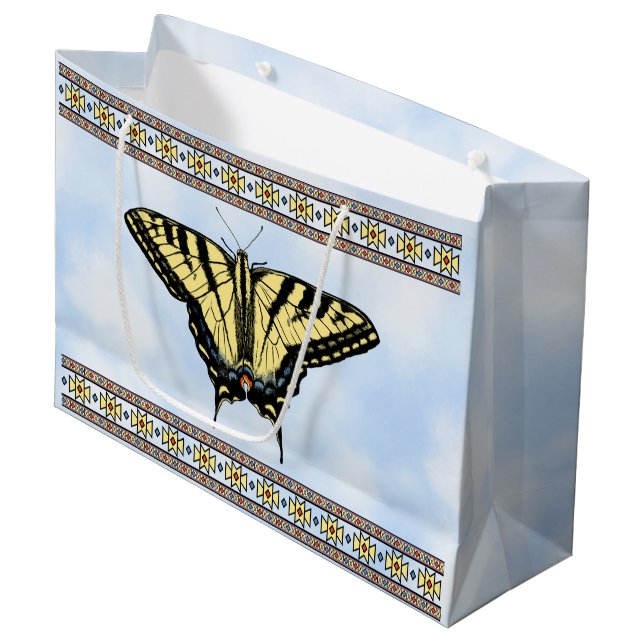 Grand Sac Cadeau Papillon Southwest Yellow Swallowtail Blue Sky (Devant Angle)
