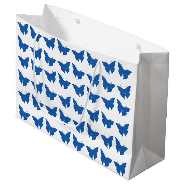 Grand Sac Cadeau Papillons Denim Blue Bold Mod (Devant Angle)