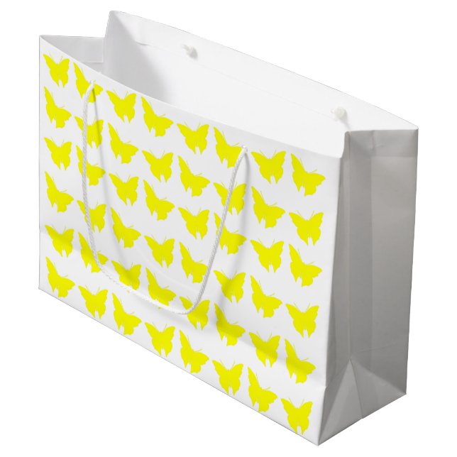 Grand Sac Cadeau Papillons jaunes gras (Devant Angle)