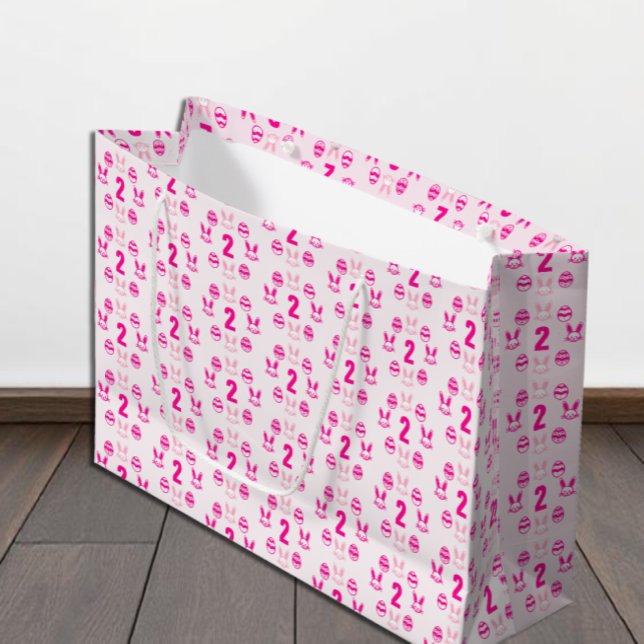 Grand Sac Cadeau Pâques rose 2e anniversaire (Créateur téléchargé)