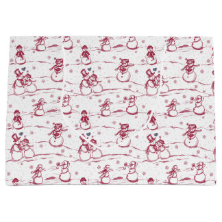 Grand Sac Cadeau Parade des neiges - rouge