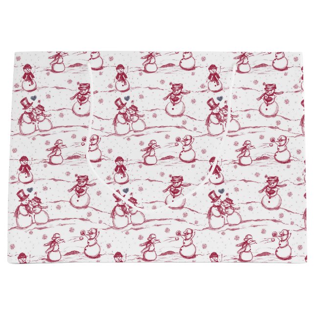 Grand Sac Cadeau Parade des neiges - rouge (Devant)