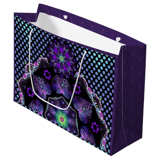 Grand Sac Cadeau Parapluie violet & coeurs .7 (Devant Angle)
