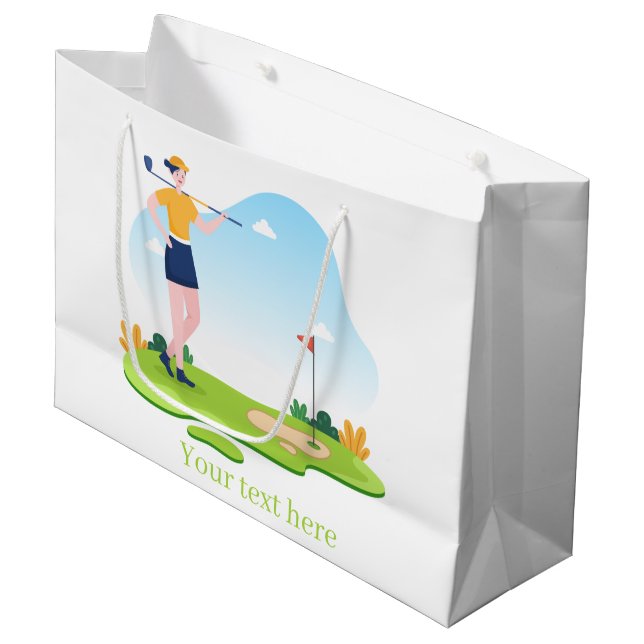 Grand Sac Cadeau partie de golf mignonne ajouter du texte (Devant Angle)