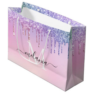 Grand Sac Cadeau Parties scintillant arc-en-ciel d'anniversaire gou