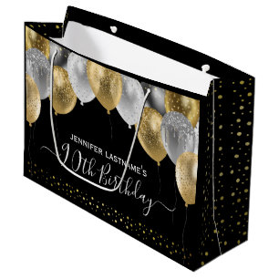 Grand Sac Cadeau Parties scintillant Ballons 90e fête d'anniversair