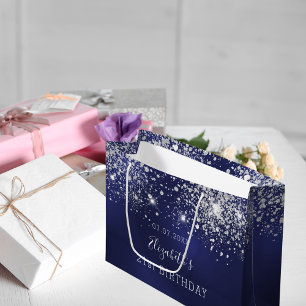 Grand Sac Cadeau Parties scintillant bleu marine