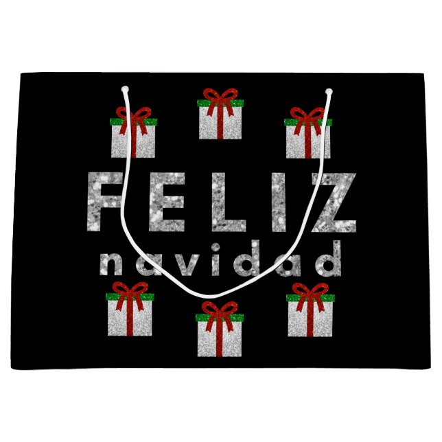 Grand Sac Cadeau Parties scintillant cadeau de Noël (Devant)