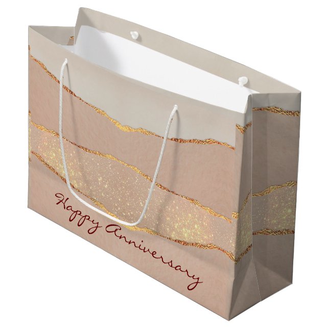 Grand Sac Cadeau Parties scintillant de Personnaliser de luxe Rose  (Devant Angle)