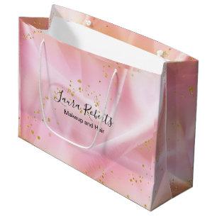 Grand Sac Cadeau Parties scintillant féminine or et rose