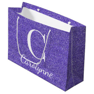 Grand Sac Cadeau Parties scintillant Fille Personnalisée Purple Fau