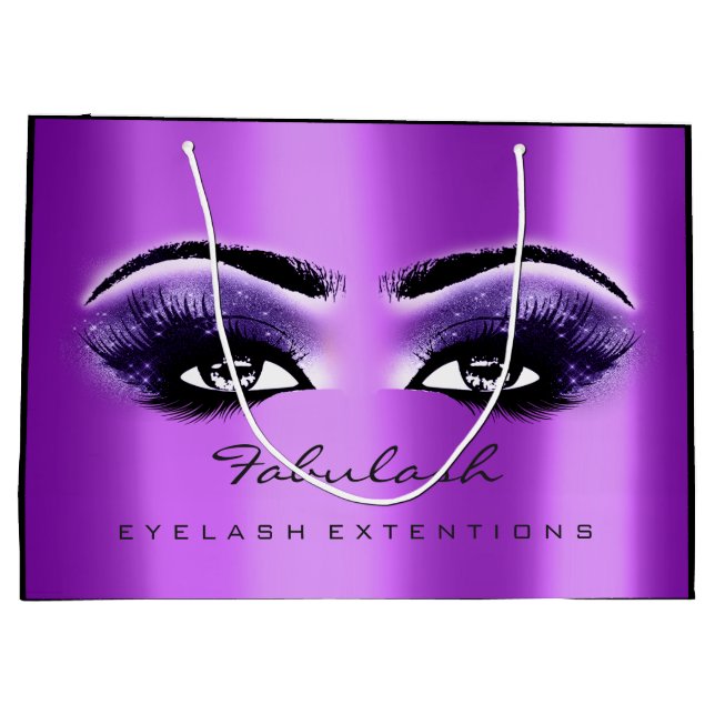 Grand Sac Cadeau Parties scintillant maquillage Améthyste pourpre B (Dos)