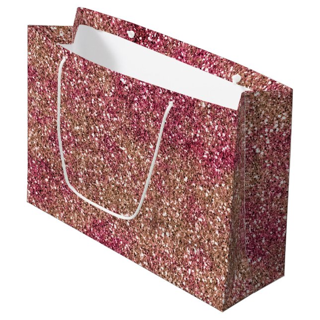 Grand Sac Cadeau Parties scintillant Ombre de bronze rose (Devant Angle)