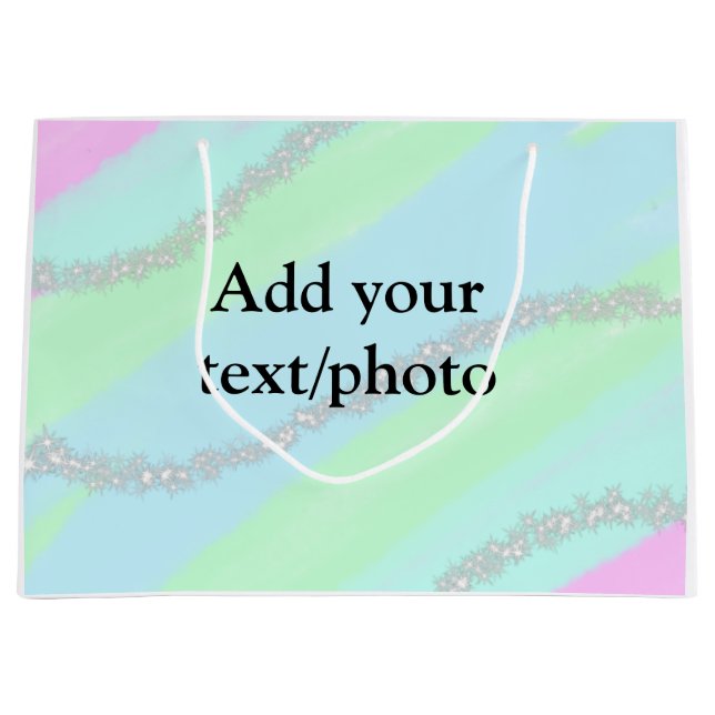 Grand Sac Cadeau Parties scintillant rose bleu vert étincelant past (Devant)