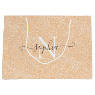 Grand Sac Cadeau Parties scintillant rose crème pâle Customisée