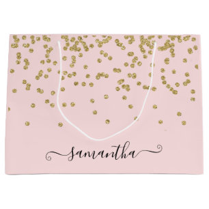 Grand Sac Cadeau Parties scintillant rose et or