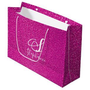 Grand Sac Cadeau Parties scintillant rose Girls Monograms mignon co