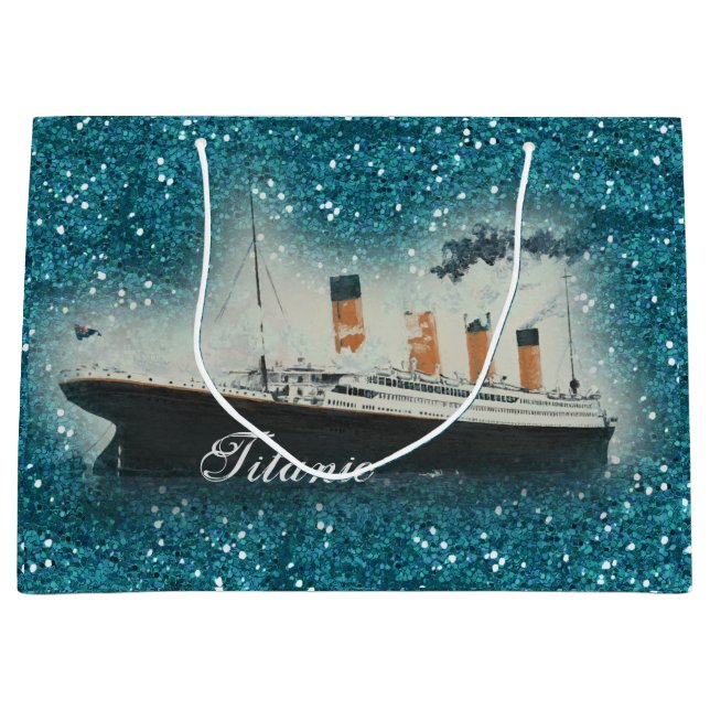 Grand Sac Cadeau Parties scintillant Titanic Sapphire White Star (Devant)