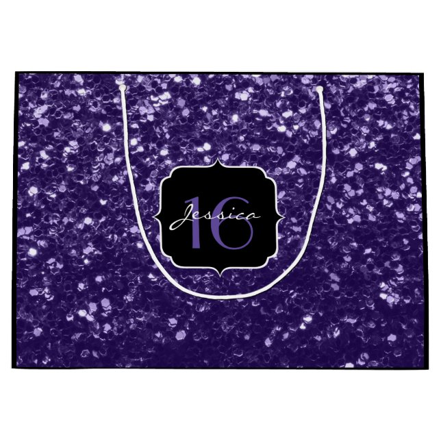 Grand Sac Cadeau Parties scintillant violet foncé ultra violet bril (Devant)