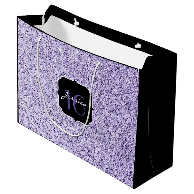 Grand Sac Cadeau Parties scintillant violet ultra violet brillant S (Devant Angle)