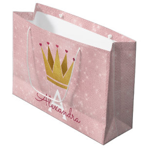 Grand Sac Cadeau Parties scintillantes de rose de Gold Blush rose