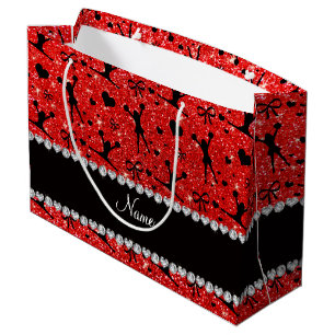 Grand Sac Cadeau Parties scintillantes rouges au néon nommées