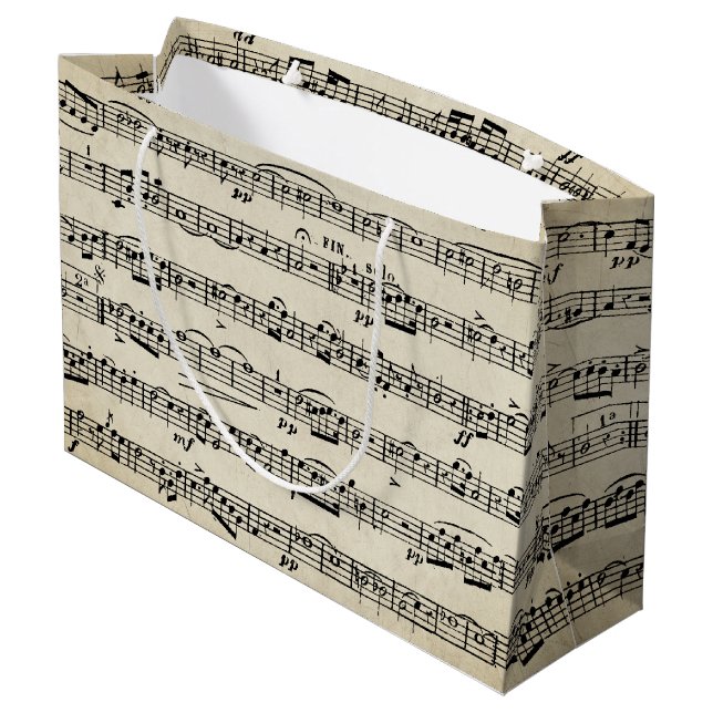 Grand Sac Cadeau Partition sur texture Vintage (Dos Angle)