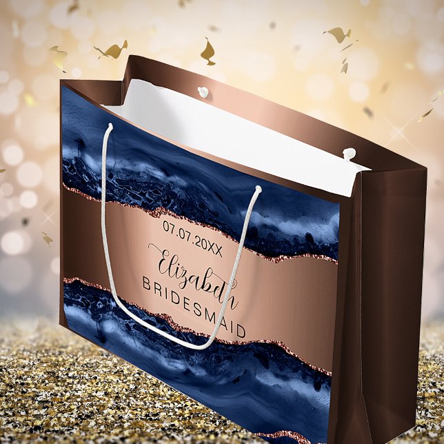 Grand Sac Cadeau Passerelles en cuivre agate bleu (Créateur téléchargé)