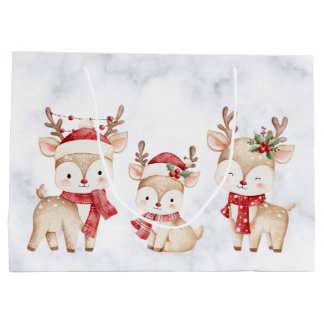 Grand Sac Cadeau Pastel Christian Christmas Reindeer Gift Bag