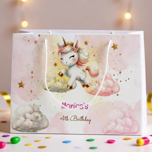 Grand Sac Cadeau Pastel magique Whimsical unicorn anniversaire de e