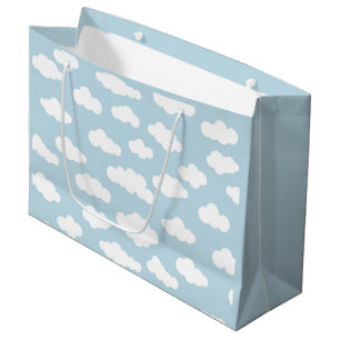 Grand Sac Cadeau Pastel Nuages Bébé Esthétique Bleu Et Blanc