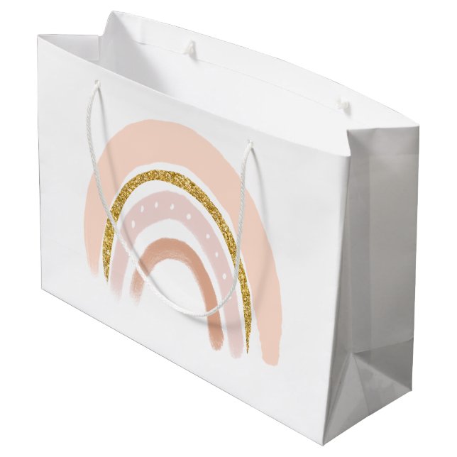 Grand Sac Cadeau Pastel Pink & Faux Parties scintillant Rainbow Boh (Dos Angle)