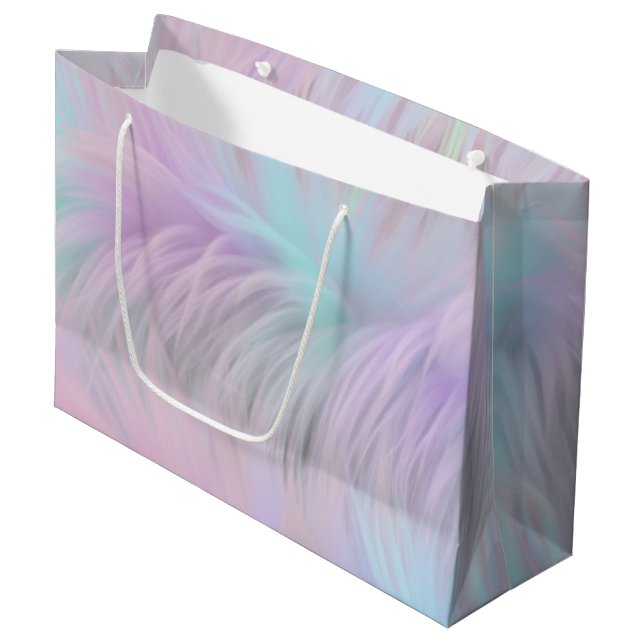 Grand Sac Cadeau Pastel Rainbow Fur (Devant Angle)