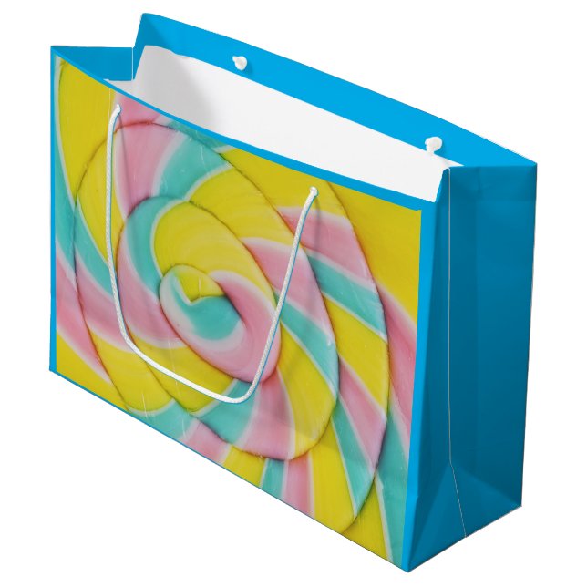 Grand Sac Cadeau Pastel Rainbow Spiral Candy Photo (Devant Angle)