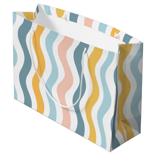 Grand Sac Cadeau Pastel Wavy Lines  (Dos Angle)