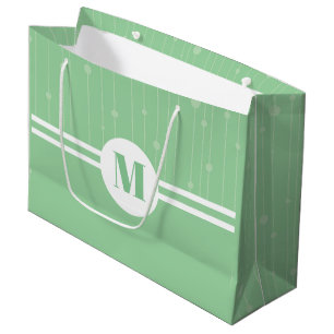 Grand Sac Cadeau Pâte monogramme à rayures vertes à la menthe paste