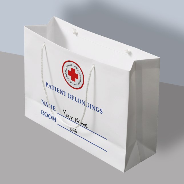 Grand Sac Cadeau Patient Appartient à un Asile fou Trick ou traitem (Créateur téléchargé)