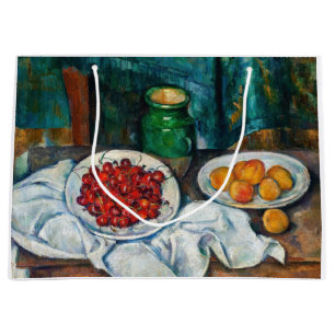 Grand Sac Cadeau Paul Cezanne - Nature morte aux cerises et aux pêc