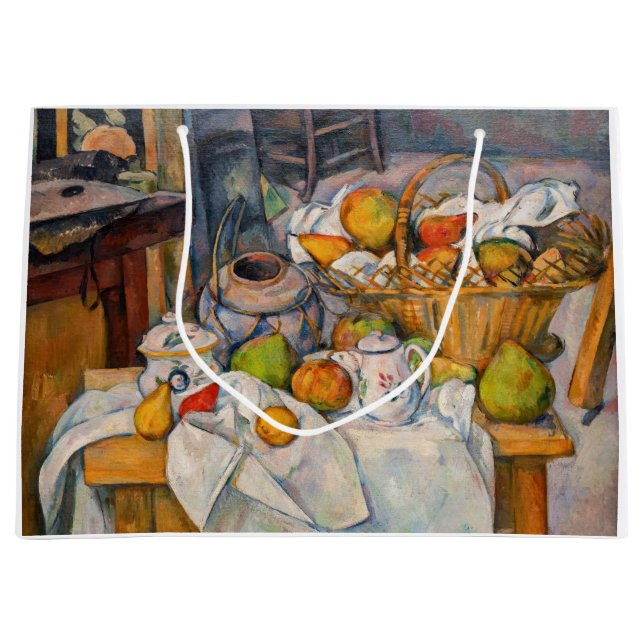Grand Sac Cadeau Paul Cezanne - Nature morte avec panier (Devant)
