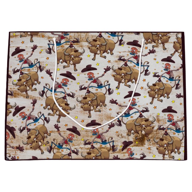 Grand Sac Cadeau Pays d'équitation de Taureau de cowboy de rodéo (Devant)