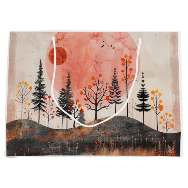 Grand Sac Cadeau Paysage Abstrait de Boho (13) (Devant)